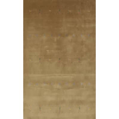 Hand Knotted Oriental 100% Wool Carpet Tribal Animal Pictorial Brown Gabbeh Area Rug - 8' 1'' X 5' 1''
