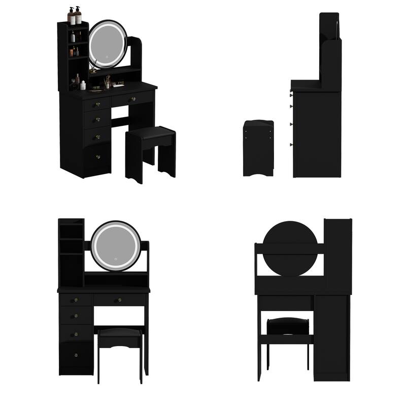 Makeup Vanity Dressing Table, Vanity Mirror with Lights and Table Set - 52"H