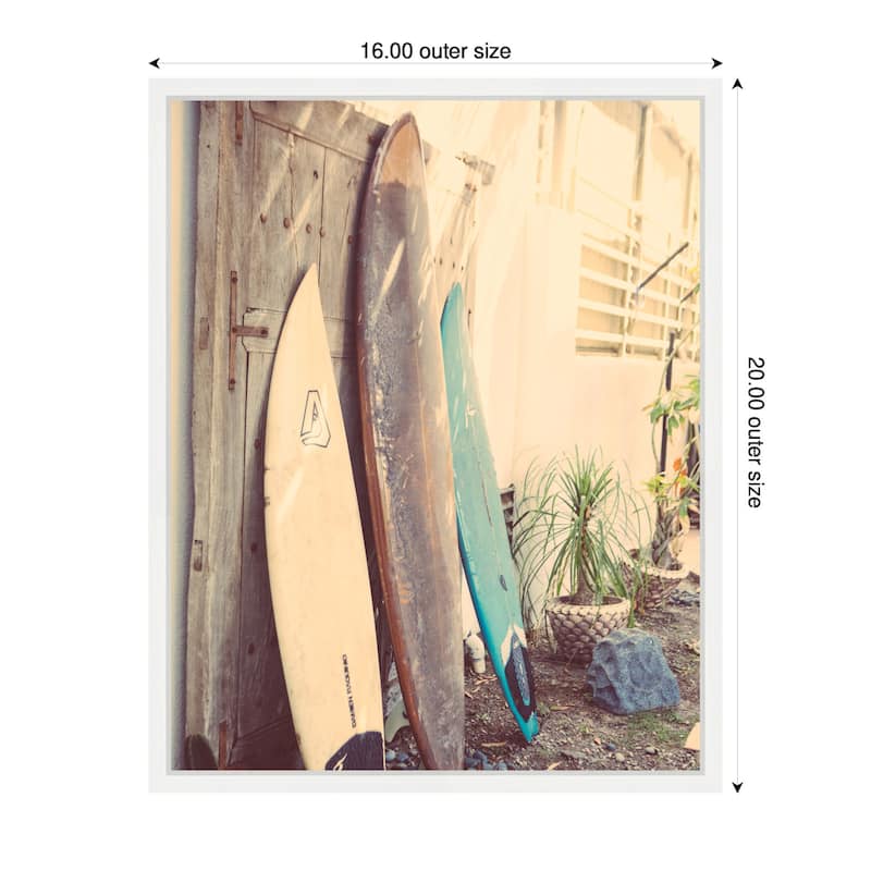 Kate and Laurel Sylvie Vintage Retro Beach Surfboards Framed Canvas by Saint and Sailor Studios