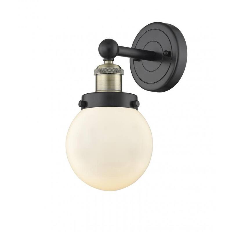 Innovations Lighting 616-1W-10-7 Beacon Sconce Beacon 10" Tall Wall - Black Antique Brass / Matte White