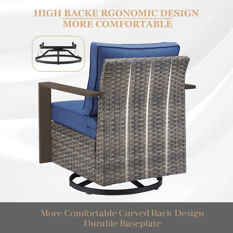 Gymojoy Patio Swivel Rocking Chairs with Ottomans