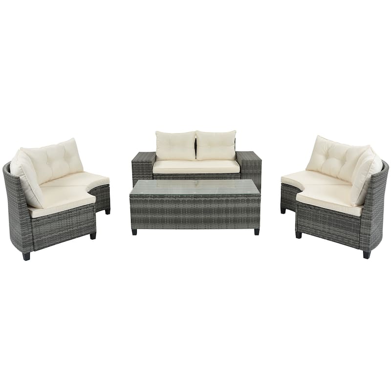 8-pieces Outdoor Wicker Round Sofa Set