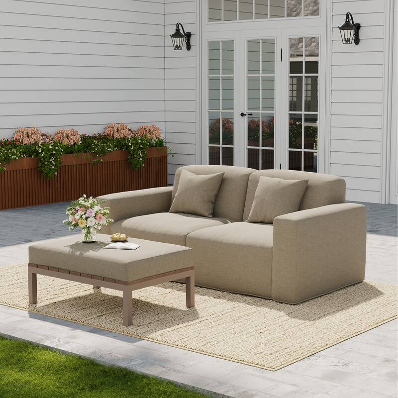 No Assembly Couch Outdoor Patio Modular Sofa with Coffee Table