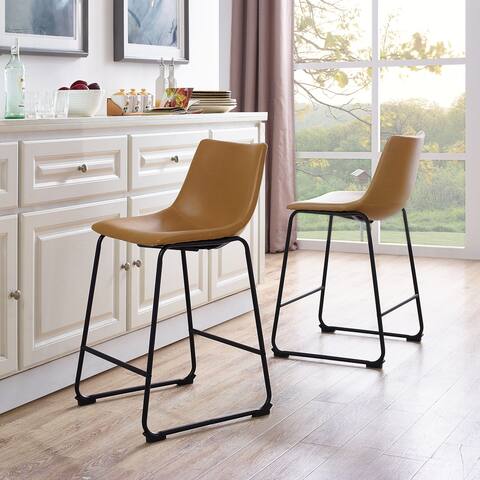 Middlebrook Prusiner 24-inch Faux Leather Counter Stool, Set of 2