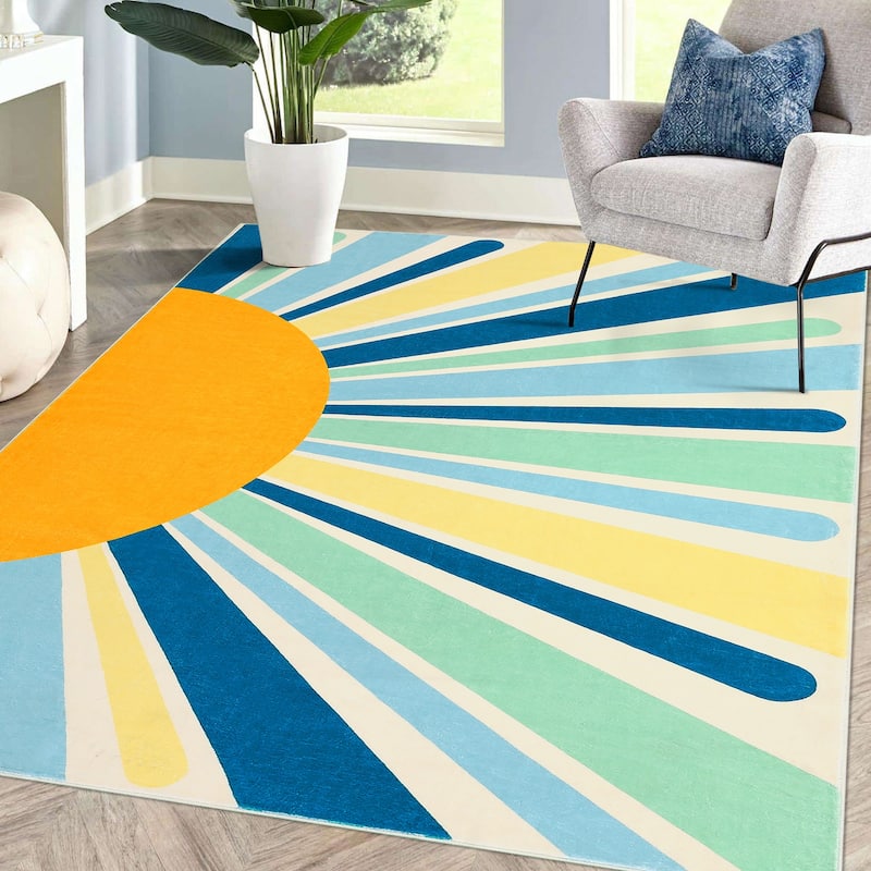 Garvee Rainbow Sol Kids Area Rug