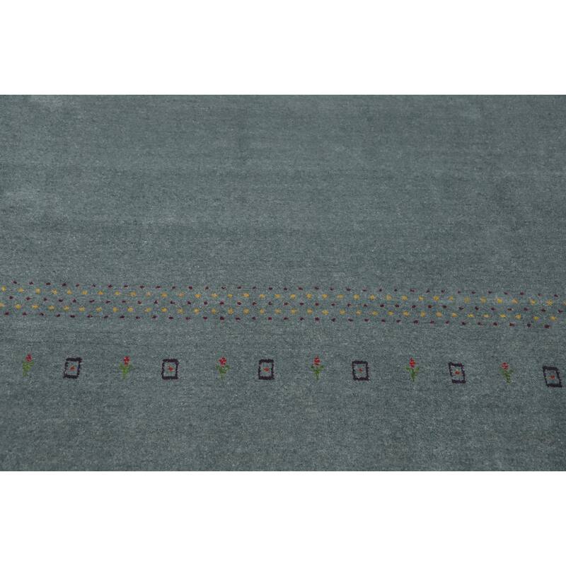 Hand Knotted Oriental 100% Wool Carpet Tribal Tribal Navy Blue & Blues Gabbeh Area Rug - 9' 10'' X 8' 0''