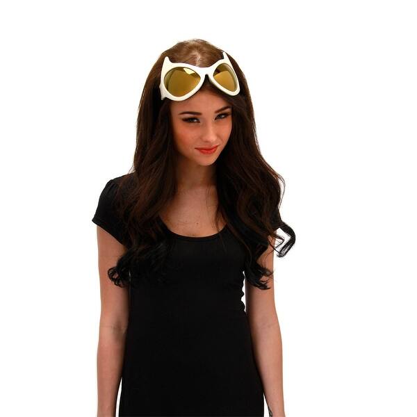Shop Cat Eye Goggle Adult Costume Glasses White Gold White