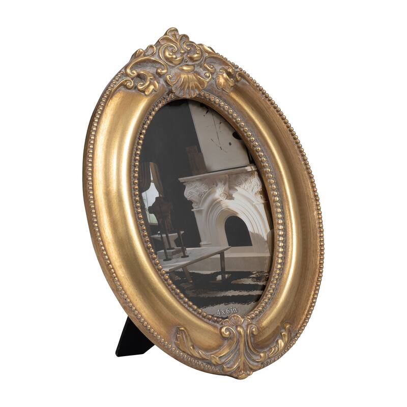 Resin Oval Applique Decorative Photo Frame - Gold, 4x6 in.