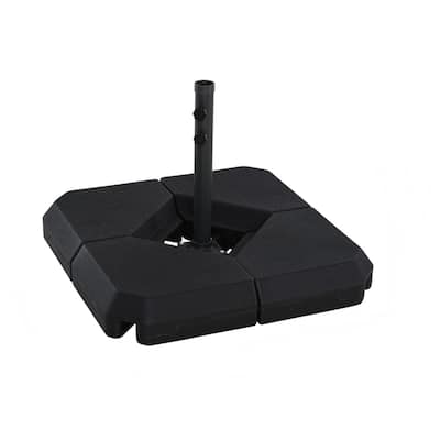 Heavy Duty Patio Umbrella Base Stand with 4 Fillable Weight Plates and Steel Pole for Outdoor Garden Poolside and Backyard