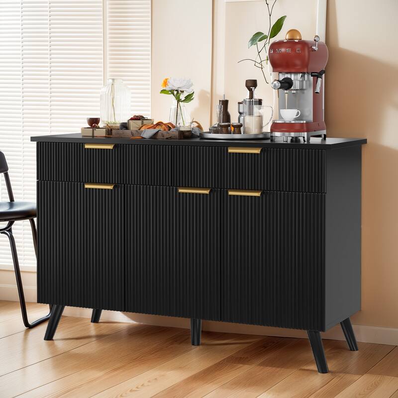 Pocassy 47" Modern Buffet Cabinet with Storage - Black