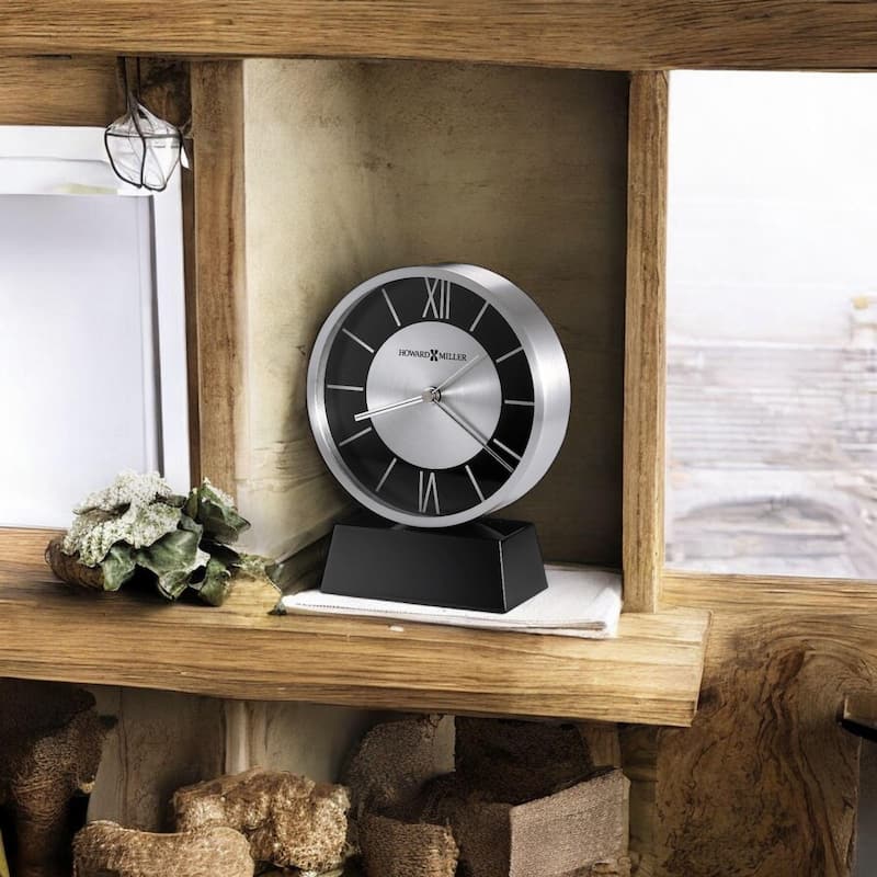 Howard Miller Davis Modern Sleek Chic Bold Table Clock - Black/ Silver