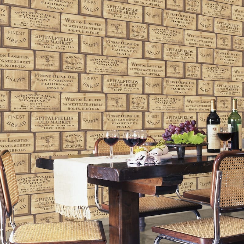 Galerie Wallcoverings Kitchen Food Label Boxes Vinyl on Non-woven Matte Wallpaper Roll