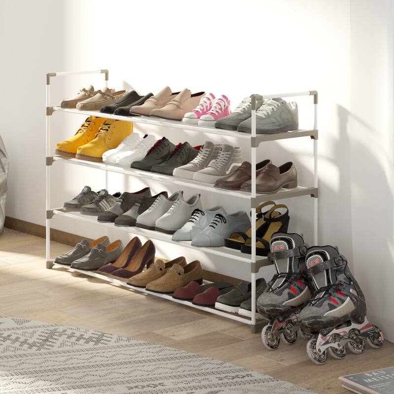 Shoe Rack - Shoe Organizer for Closet, Bathroom, Entryway by Home-Complete (White)