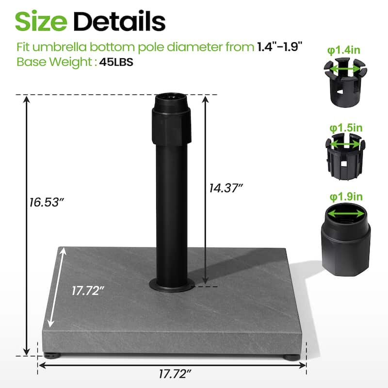 45LBS Outdoor Patio Square Concrete Market Umbrella Base Stand