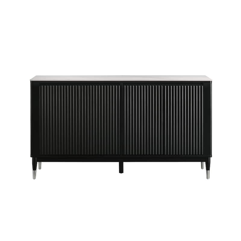 Furniture of America Kalor Modern Black and White Solid Wood Dining Server Cabinet