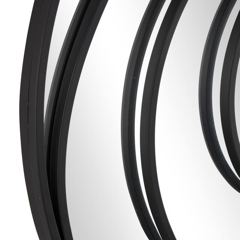 Black Metal Room Wall Mirror with Overlapping Circles - 1"W x 32"L x 32"H