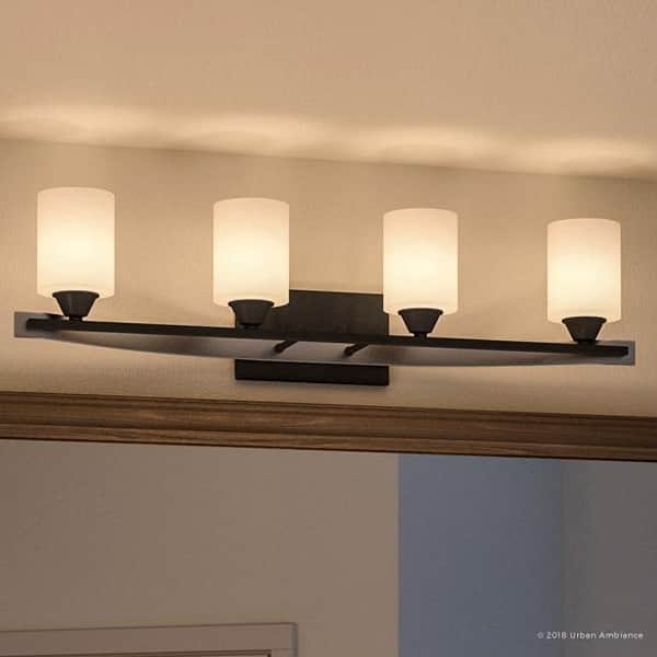 slide 2 of 7, Luxury Mid-Century Modern Bathroom Vanity Light, 7.875"H x 33"W, with Art Deco Style, Charcoal Finish by Urban Ambiance
