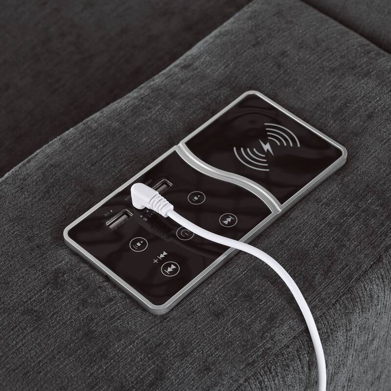 Upholstered Modular Sofa with Storage Space and USB Charge Ports, Sectional sofa Recliner Sofa with Wireless Charging