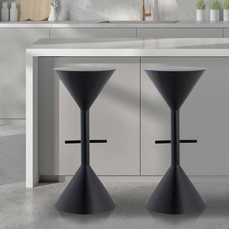 Svelte 29.75" Modern Industrial Iron Hourglass Backless Bar Stool with Foot Rest, by JONATHAN Y
