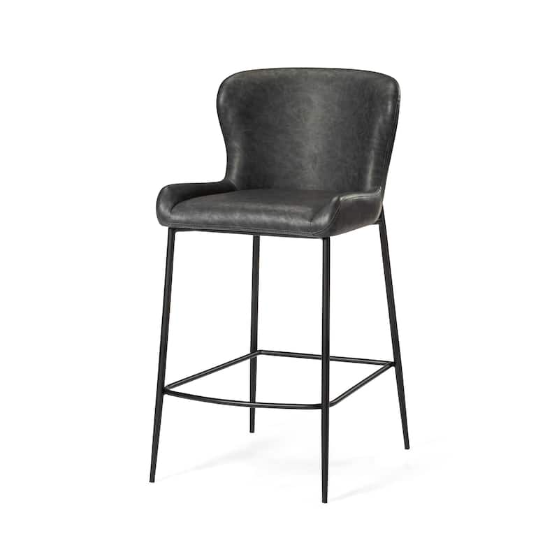Maven Lane Naomi Metal and Vegan Leather Kitchen Dining Stool