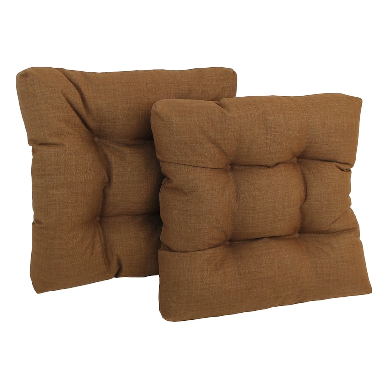 Blazing Needles 19-inch Tufted Indoor/Outdoor Chair Cushion (Set of 2) - Mocha