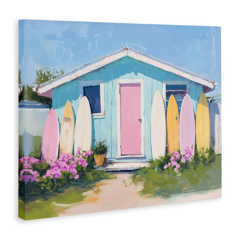 Stupell Cabin with Pastel Surfboards Canvas Wall Art Design By Arlington Prints