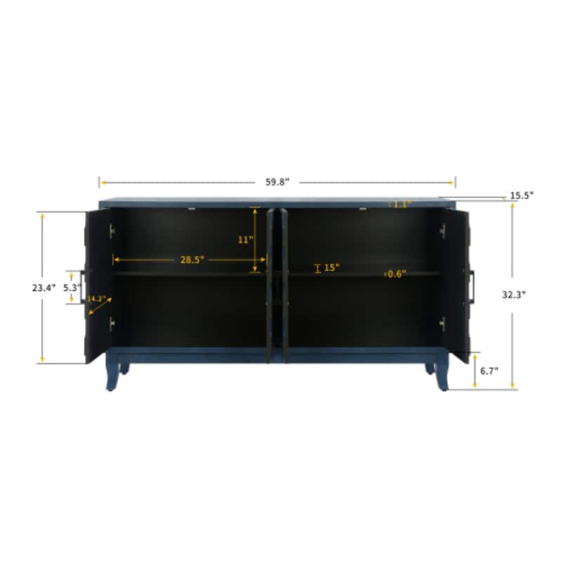  Accent Sideboard Four Doors Storage Cabinet Buffet for Dining Room, Entrance and Hallway