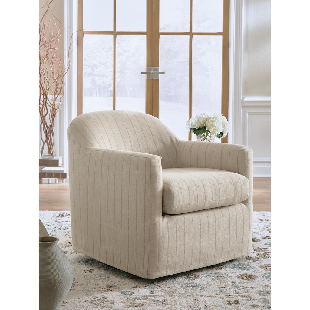 Signature Design by Ashley Valwick Cream/Brown Swivel Accent Chair - 32"W x 35"D x 32"H