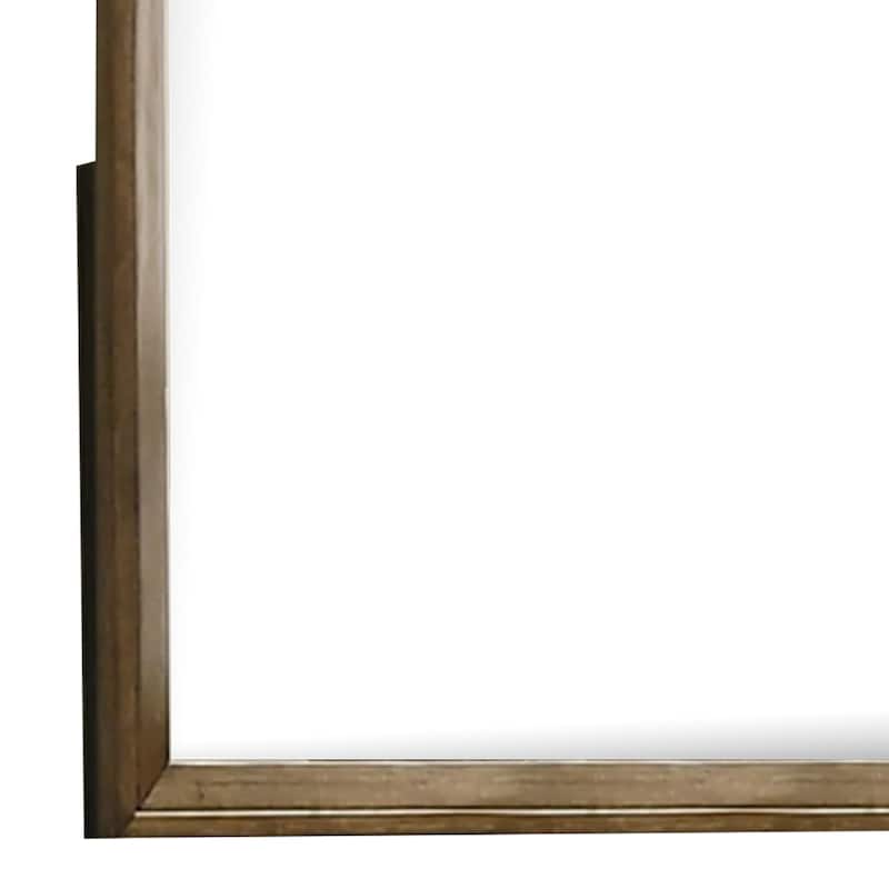 Rouk Dresser Mirror, Walnut Brown Solid Wood, Rectangular 45 Inch Frame - Walnut Brown