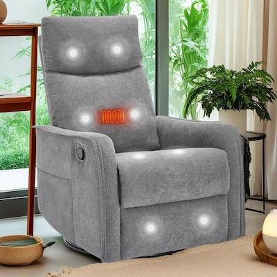 360° Swivel Rocker Recliner Chair with Massage and Lumbar Heating