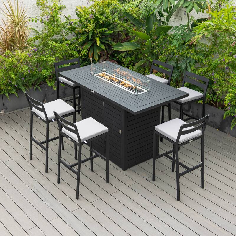 Patio Bar Stool in Powder-Coated Aluminum Frame with Removable Cushion Set of 4