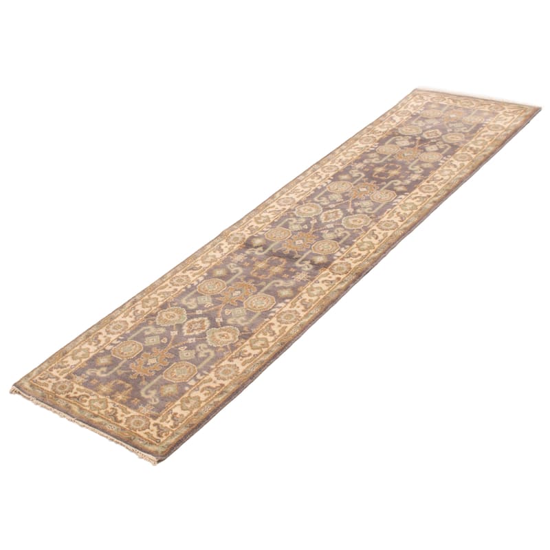 ECARPETGALLERY Hand-knotted Royal Oushak Grey Wool Rug - 2'7 x 10'2