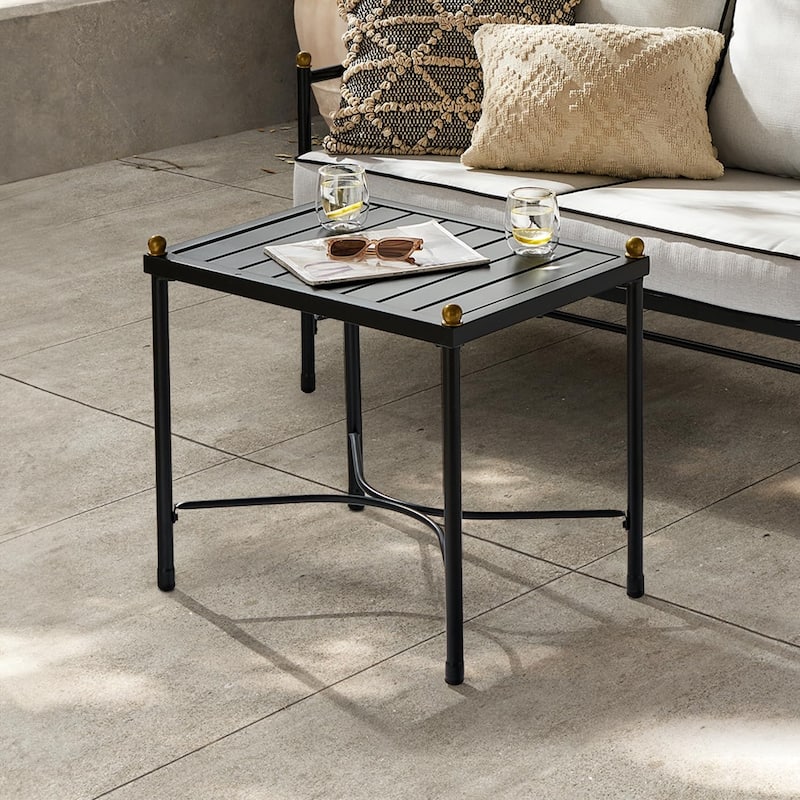 Mopio Odelia Patio Furniture, Outdoor Sectional Conversation Set - Black & Gold Coffee Table Only