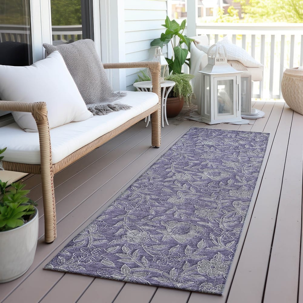 Machine Washable Indoor/ Outdoor Chantille Floral Rug