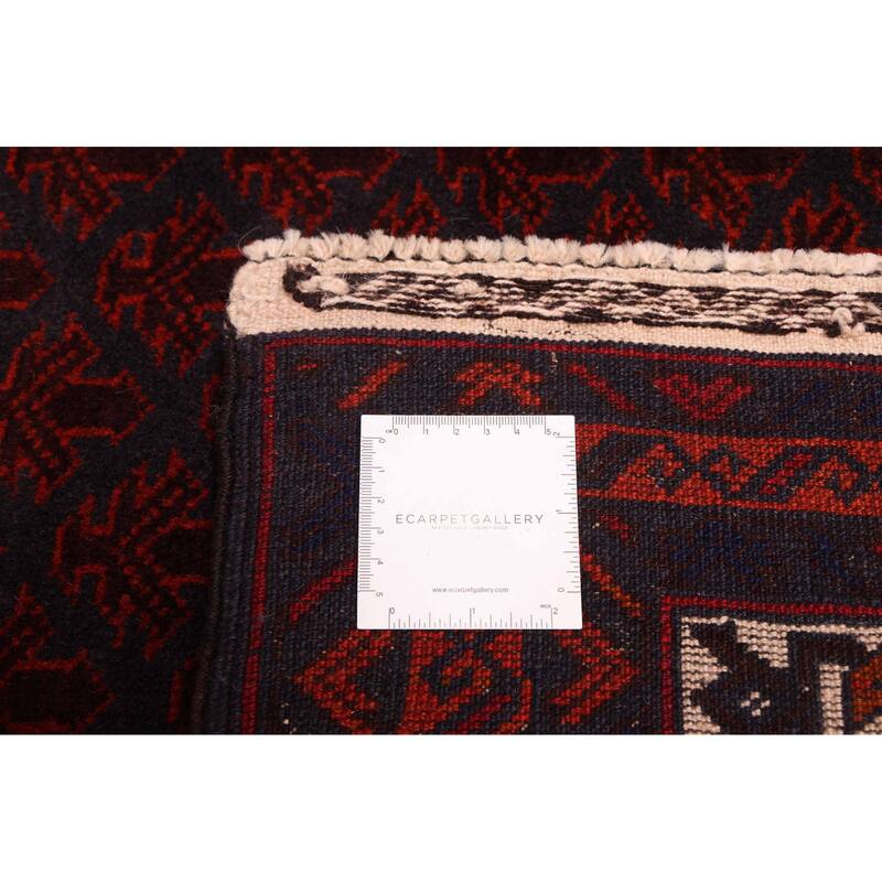 ECARPETGALLERY Hand-knotted Teimani Dark Red Wool Rug - 3'10 x 6'6