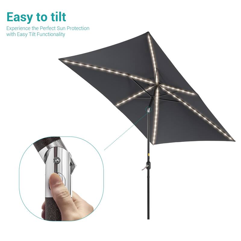BONOSUKI 6x9FT LED Patio Market Umbrellas Table Umbrella w/Tilt Button