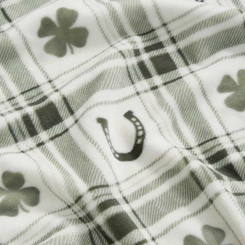 Lucky Brand Lucky Clovers Plush Throw Blankets