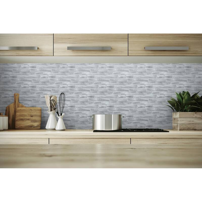 NextWall Brushed Metal Tile Peel and Stick Removable Wallpaper