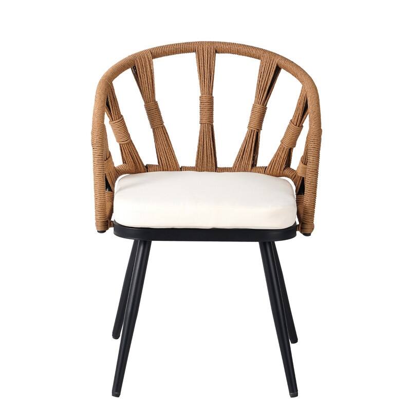 Contemporary Outdoor Set with PE Rattan Chairs and Plastic Wood Table,Suitable for Gardens and Lawns