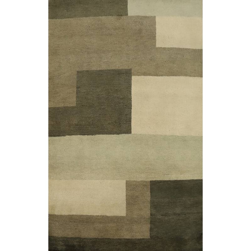 Hand Knotted Oriental 100% Wool Carpet Modern Geometric Multi-Colored Gabbeh Area Rug - 7' 9'' X 5' 7''