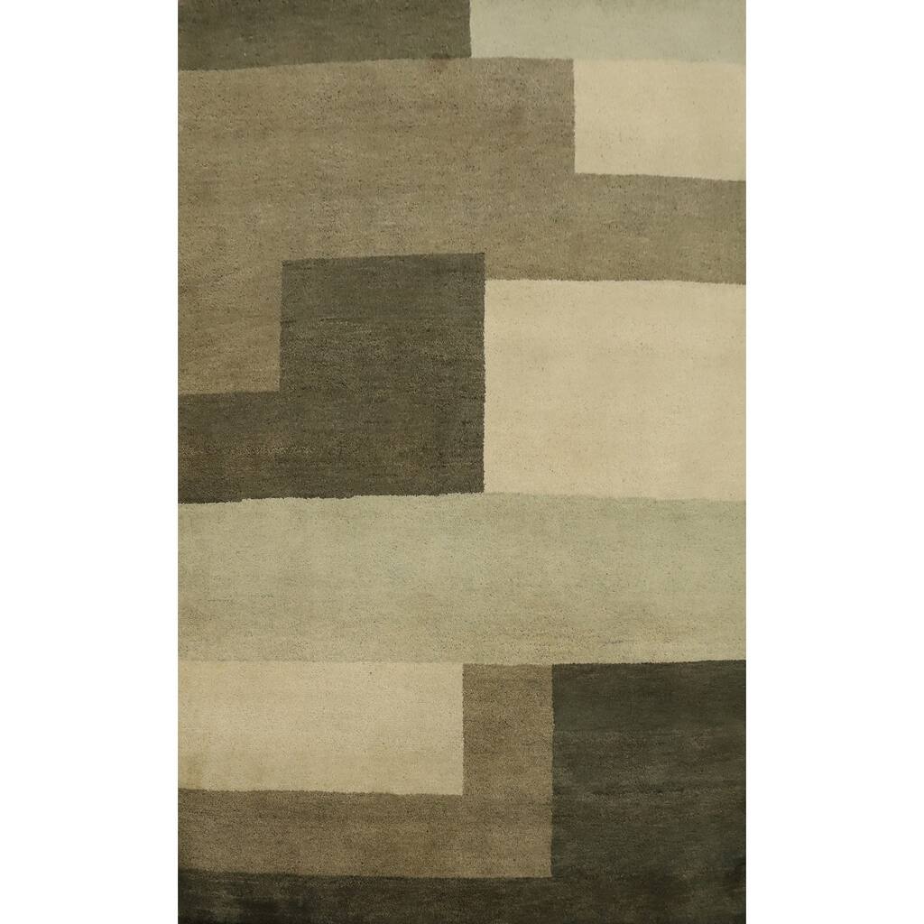 Hand Knotted Oriental 100% Wool Carpet Modern Geometric Multi-Colored Gabbeh Area Rug - 7' 9'' X 5' 7''