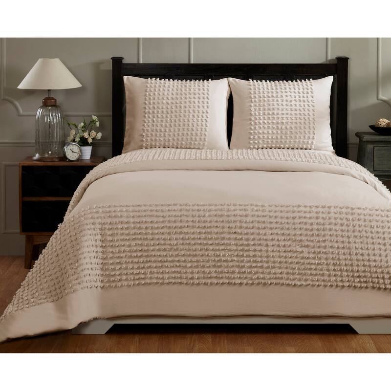 Better Trends Olivia Comforter Set 100% Cotton Tufted Soft Plush Chenille Machine Washable Tumble Dry