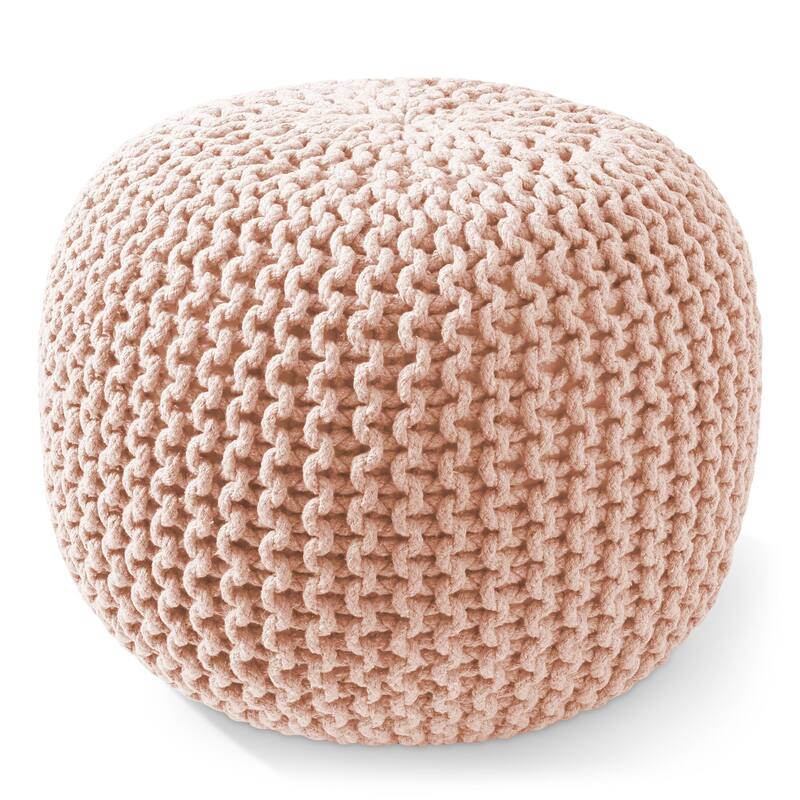 Cotton Pouf Ottomans Knit Foot Stool Pouffes for Living Room