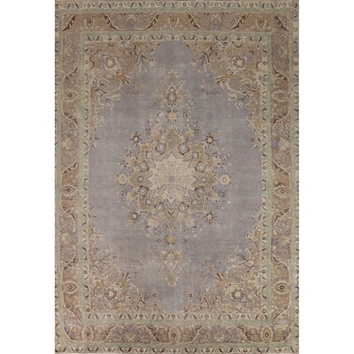 Gray Tabriz Persian Vintage Area Rug Handmade Wool Carpet - 8'0"x 11'4"