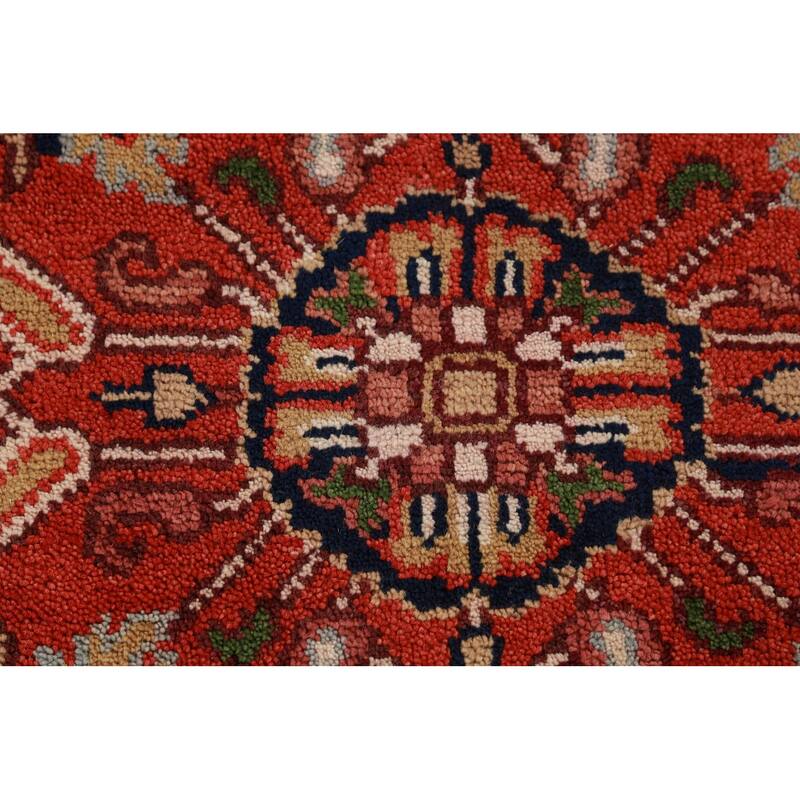 Hand Knotted Oriental 100% Wool Carpet Traditional Medallion Oranges & Rust Heriz (serapi) Area Rug - 9' 10'' X 8' 1''