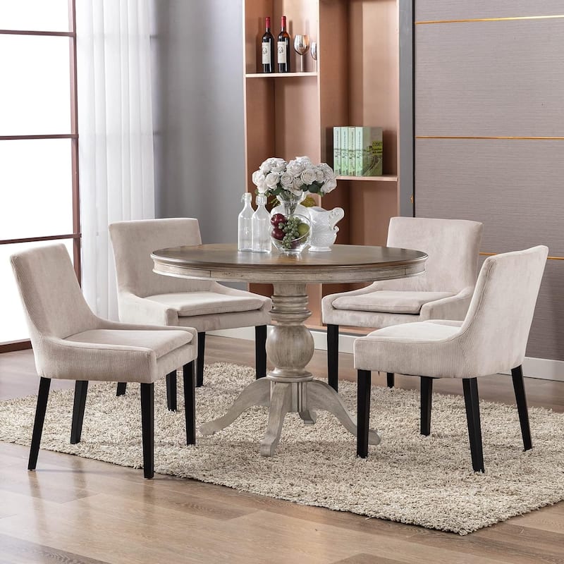 Upholstered Corduroy Accent Side Leisure Chairs with Soild Wood Legs