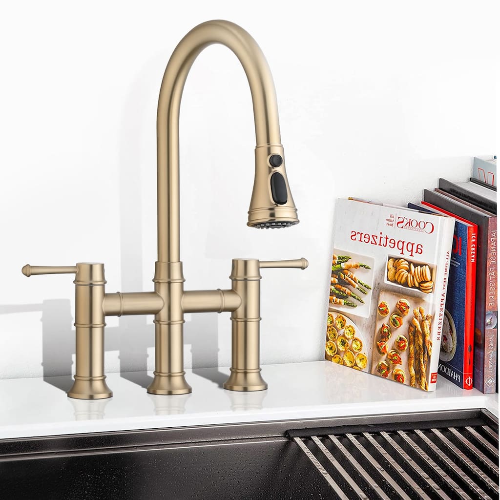 Dornberg 2-handle Bridge Kitchen Faucet With Pull-out Sprayer