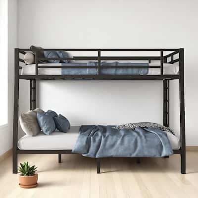 Full XL/Twin XL Over Queen Metal Bunk Bed for Adults and Teens, Heavy Duty, Storage, Noise-Free, No Box Spring