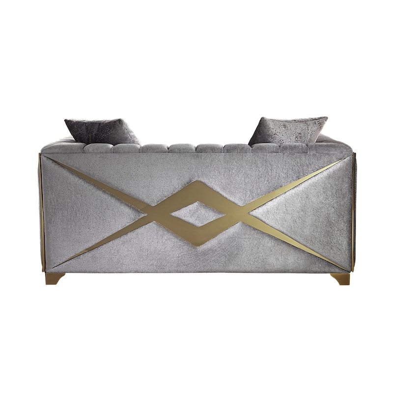 Modern Style Loveseat In Cream - Silver