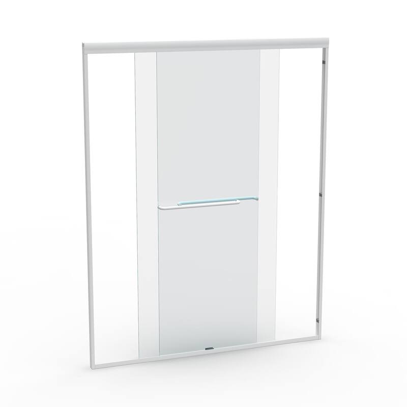 ABRUZZO 56-60" W x 72" H Semi-Frameless Double Sliding Tempered Glass Shower Door with Dual Towel Bars